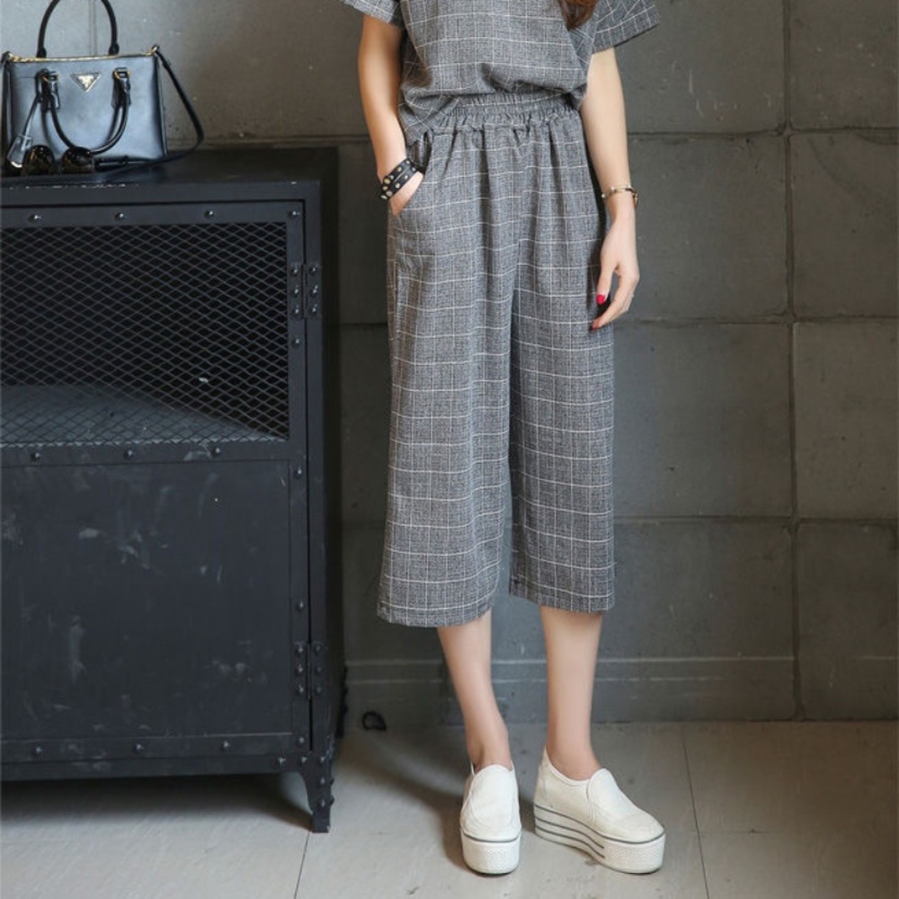 YesStyle Korean Plaid Top + Pants Size Small
